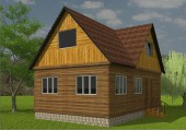 Дом из бруса трехфронтонный 8,75х5,75