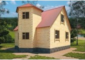 Коттедж из бруса 11,7х7,7 из бруса с башней