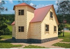 Коттедж из бруса 11,7х7,7 из бруса с башней